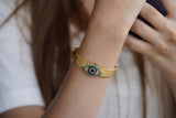 Crowned Evil Eye Charm Belt Bracelet