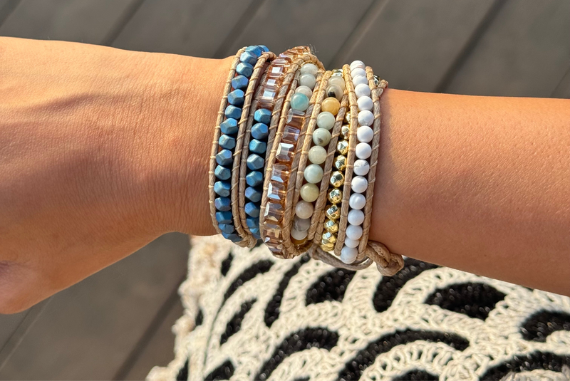 Blue Dunes Beaded Wrap Bracelet