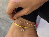 Set of 2 - sleek snake chain anklet with charm & dainty pearl anklet