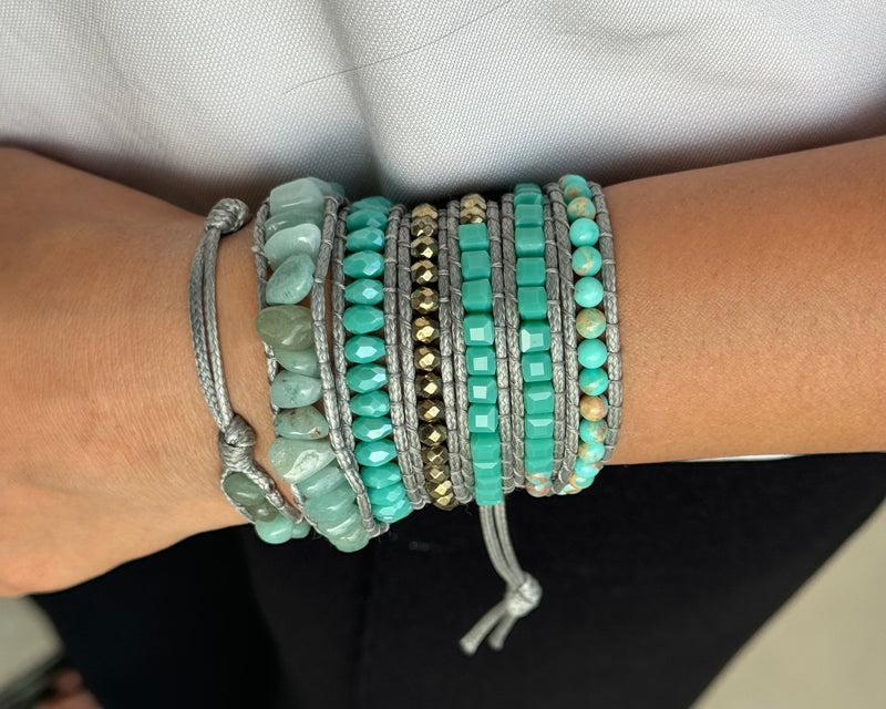 Caribbean Turquoise Beaded Wrap Bracelet