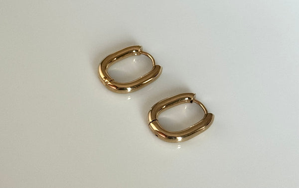 Gold Oval Hoops