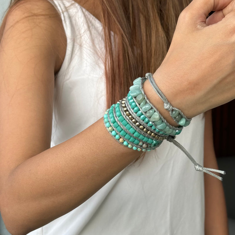 Caribbean Turquoise Beaded Wrap Bracelet