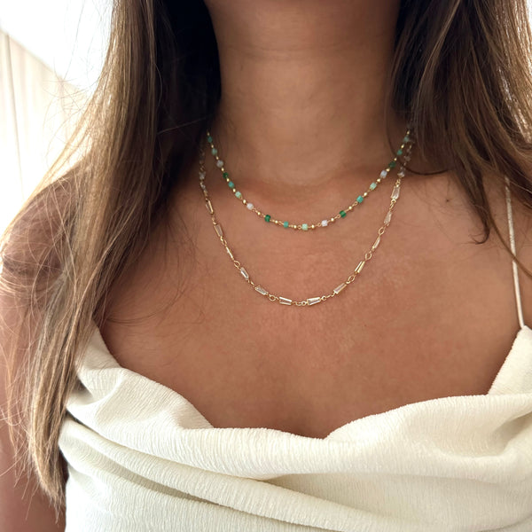 Sunset Jade Double Layer Necklace