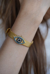 Crowned Evil Eye Charm Belt Bracelet