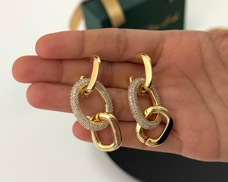 Studded Link Chain Earrings