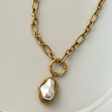 Irregular Pearl Chain Necklace