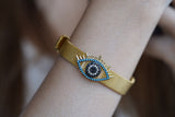 Crowned Evil Eye Charm Belt Bracelet