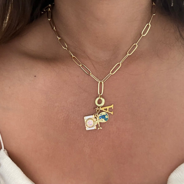 Travel Charm Necklace with Initial