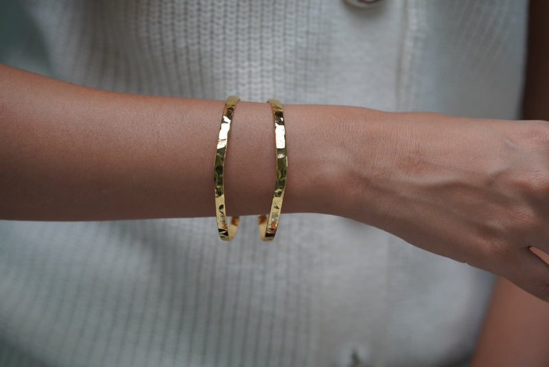 Wide Hammered Gold Cuff