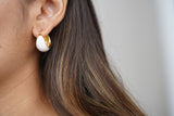 Pearl White Enamel Hoops