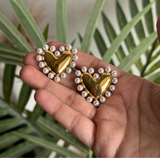 Statement Pearl Heart Studs