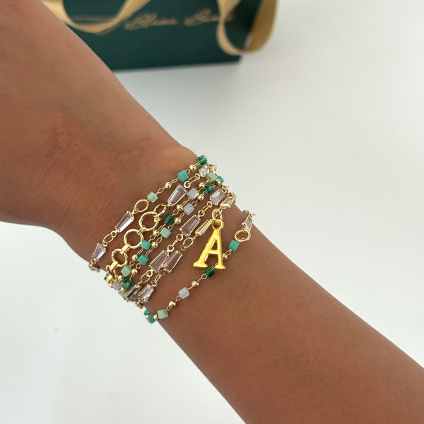 Sunset Jade Wrap Bracelet with Initial