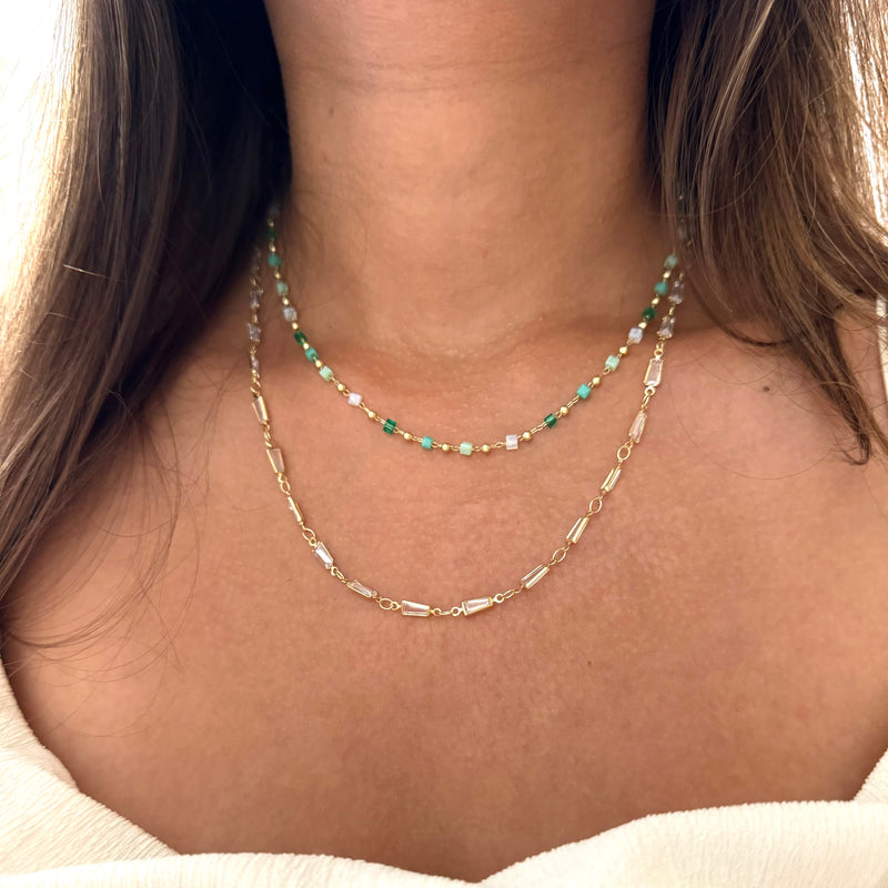 Sunset Jade Double Layer Necklace