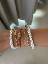 Frosty Pink Stones & Pearl Wrap Bracelet