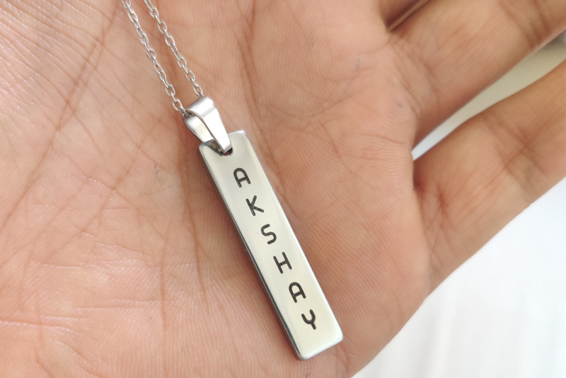 Personalized 2D memory Bar necklace