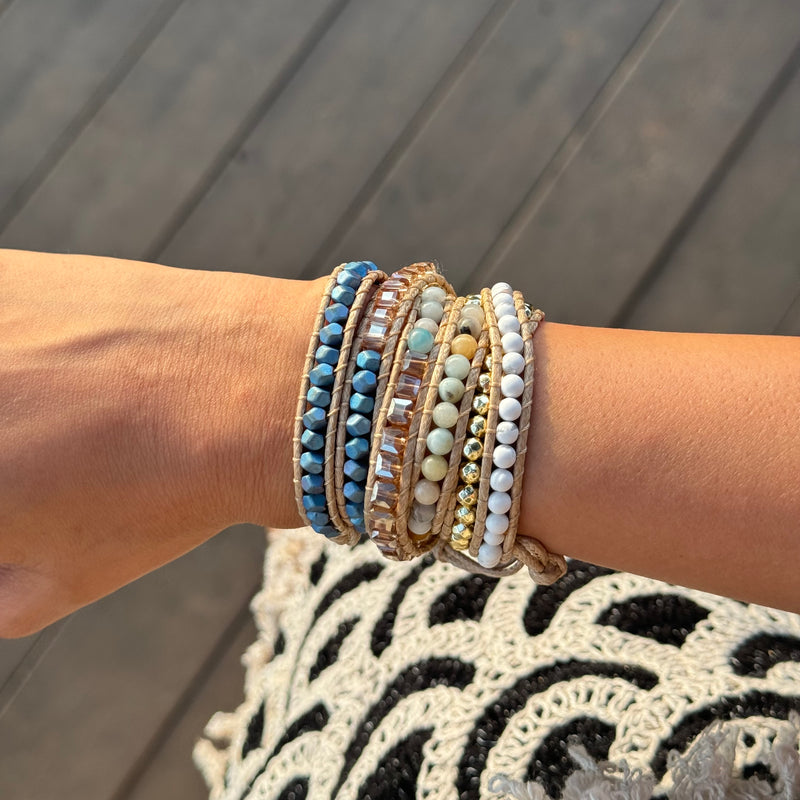 Blue Dunes Beaded Wrap Bracelet (Due to high demand, this product will ship in a week)