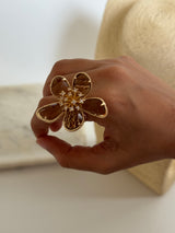 Crystal Flower Statement Ring