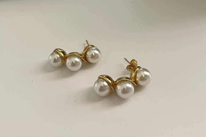 Pearl Half Hoops