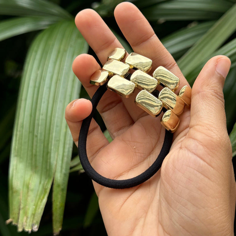 Set of 2 - Gold Glossy Hair Cuffs - Luna & French Retro