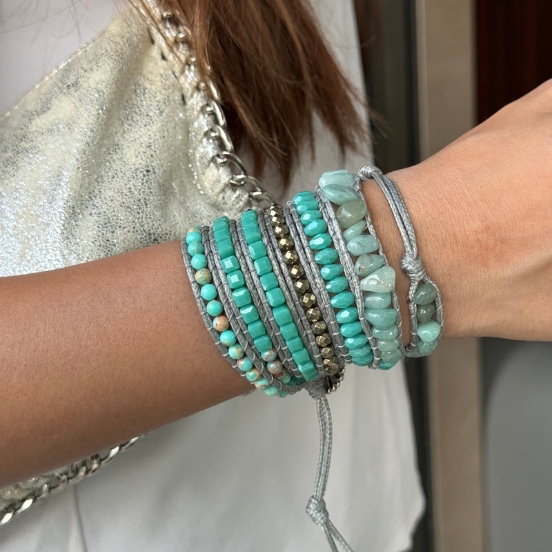 Caribbean Turquoise Beaded Wrap Bracelet