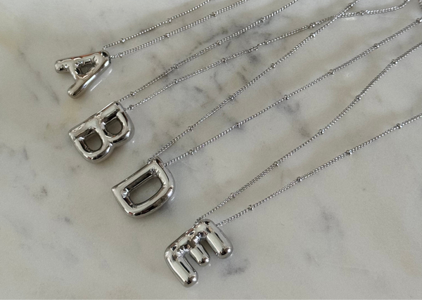 Silver Chunky Initial Statement Necklace