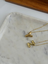 Gold Chunky Initial Statement Necklace