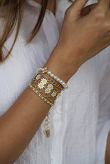 Sunshine Pearl Wrap Bracelet