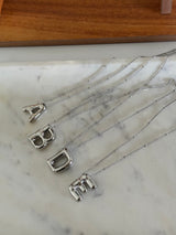 Silver Chunky Initial Statement Necklace