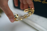 Gold Double Link Studded Cuff