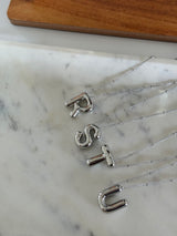 Silver Chunky Initial Statement Necklace