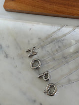 Silver Chunky Initial Statement Necklace