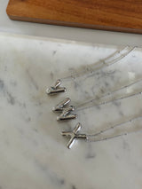 Silver Chunky Initial Statement Necklace