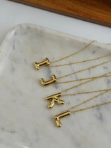 Gold Chunky Initial Statement Necklace