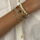 Pastel Stones & Pearl Wrap Bracelet