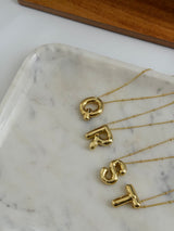 Gold Chunky Initial Statement Necklace