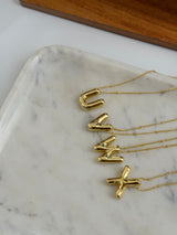 Gold Chunky Initial Statement Necklace