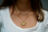 Statement Flower Necklace with Snake Chain