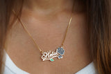 Dainty Name Necklace with Vintage Flower