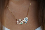 Dainty Name Necklace with Vintage Flower