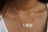 Dainty Name Necklace with Vintage Flower