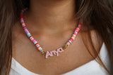 Personalised Beaded Rainbow Kids Enamel Name Necklace