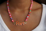 Personalised Beaded Rainbow Kids Enamel Name Necklace