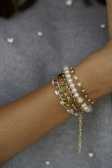 Mint Crystals & Pearl Wrap Bracelet