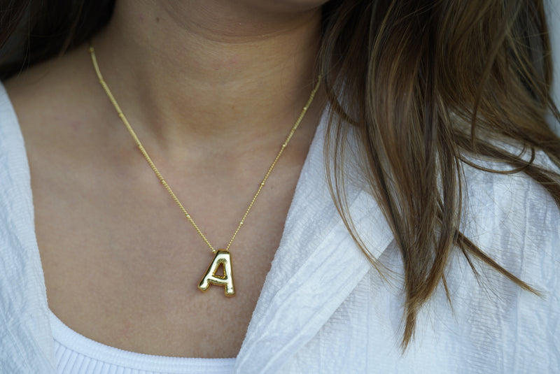 Gold Chunky Initial Statement Necklace