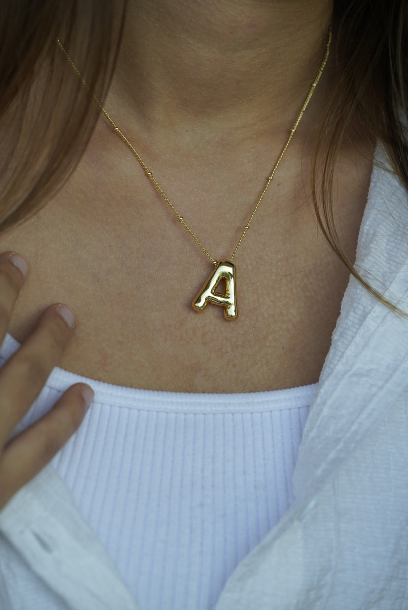 Gold Chunky Initial Statement Necklace