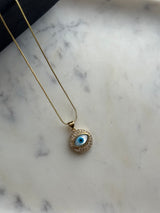 Gold Studded Gazing Evil Eye Necklace