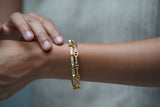 Gold Double Link Studded Cuff