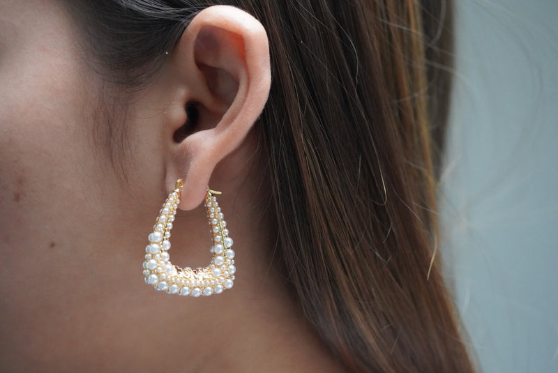 Statement Abstract Pearl Earrings