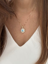 Gold Studded Gazing Evil Eye Necklace