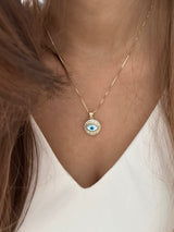 Gold Studded Gazing Evil Eye Necklace